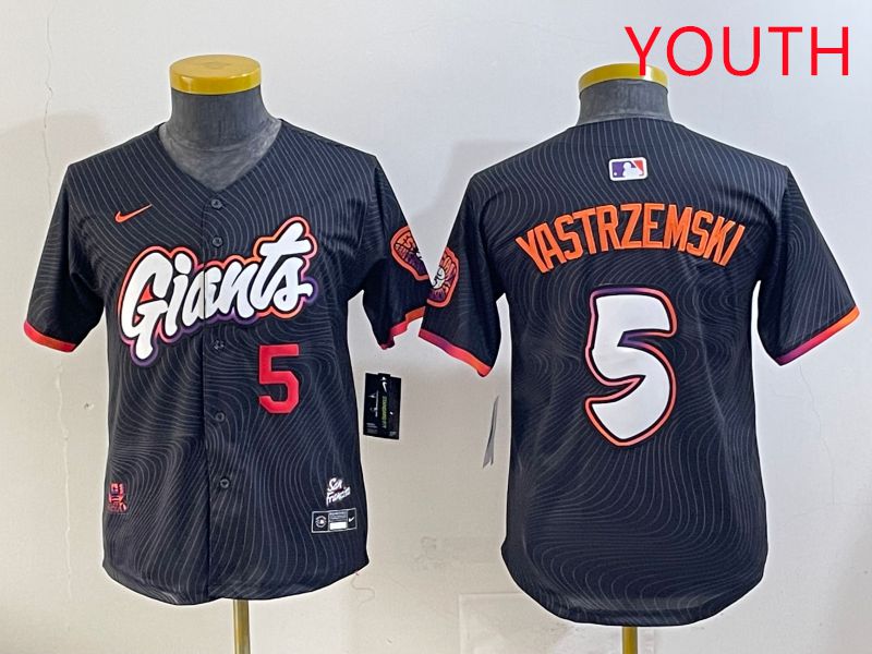Youth San Francisco Giants #5 Yastrzemski Black Joint Name 2025 Nike MLB Jersey style 35